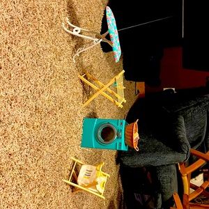 American girl, doll washer and dryer set with spinning washer and dryer